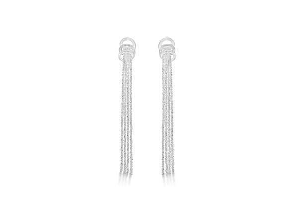 Sterling Silver 4-Strand Toale Chain and Rings Drop Earrings