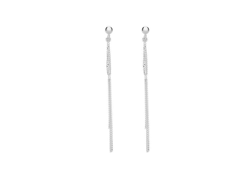 Sterling Silver Looped Curb Chain Drop Earrings