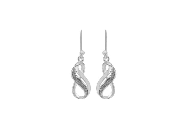 Sterling Silver 9mm x 28.5mm Stardust 'Figure 8' Drop Earrings