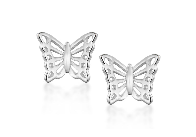 Sterling Silver Filigree Butterfly Stud Earrings