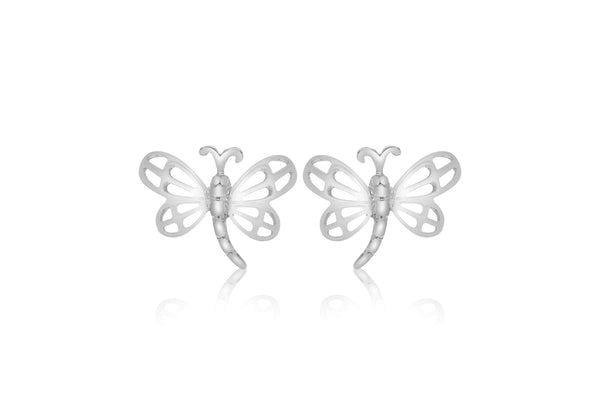 Sterling Silver Filigree Dragonfly Stud Earrings 