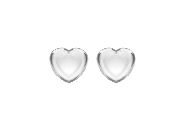 Sterling Silver Puffed Heart Stud Earrings 