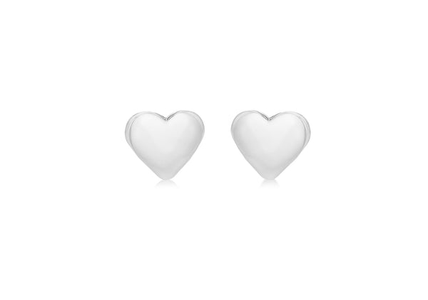 Sterling Silver 7mm x 7mm Puff-Heart Stud Earrings