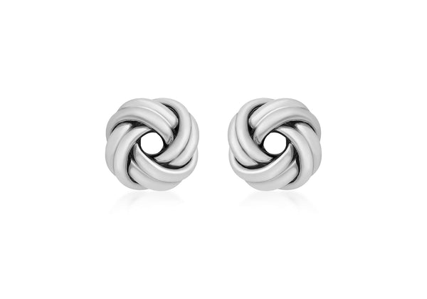 Sterling Silver 8.2mm x 8.2mm Double Knot Stud Earrings