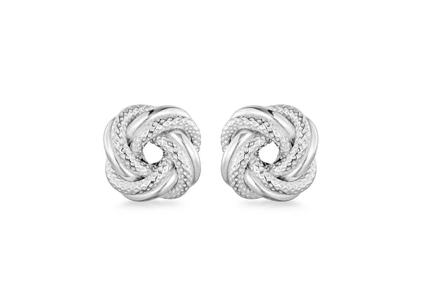 Sterling Silver 8mm Textured-Knot Stud Earrings