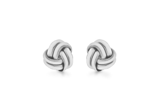 Sterling Silver 9mm x 8mm Double Knot Stud Earrings