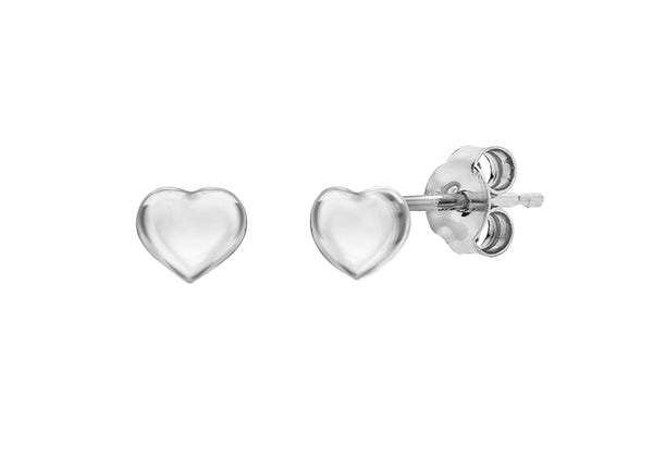 Sterling Silver Rhodium Plated 5mm x 5mm Heart Stud Earrings