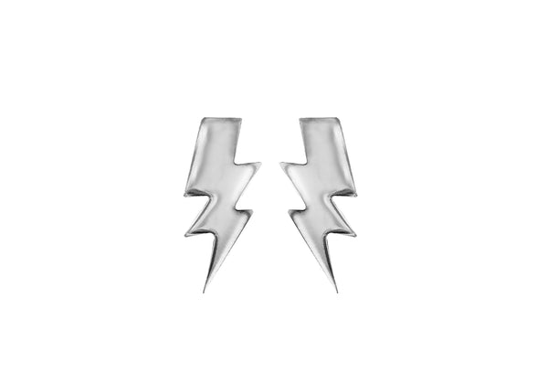 Sterling Silver Lightening Bolt Stud Earrings