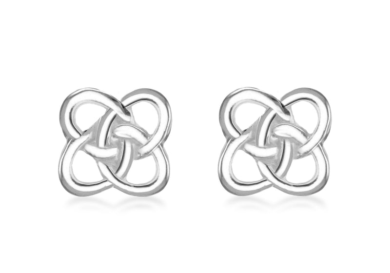 Sterling Silver 8mm x 8mm Flat elti Knot Stud Earrings