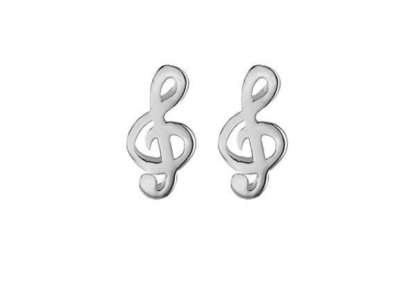 Sterling Silver 5mm x 10mm Treble lef Stud Earrings