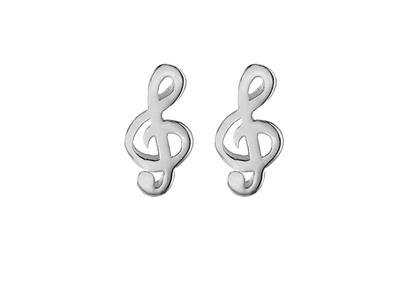 Sterling Silver 5mm x 10mm Treble lef Stud Earrings