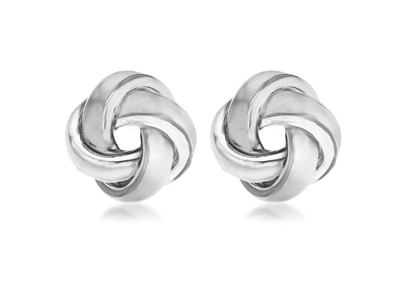 Sterling Silver 12mm x 12mm Polished Knot Stud Earrings