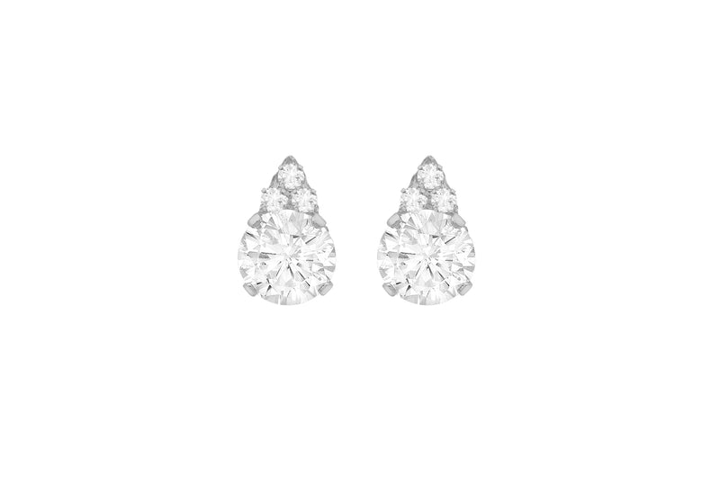 Sterling Silver Zirconia  6.5mm x 10.5mm Teardrop Stud Earrings