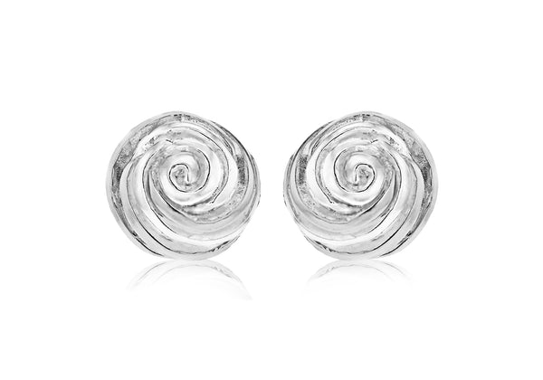 Sterling Silver 16mm Rose Stud Earrings