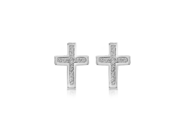 Sterling Silver Cross Stardust Stud Earrings