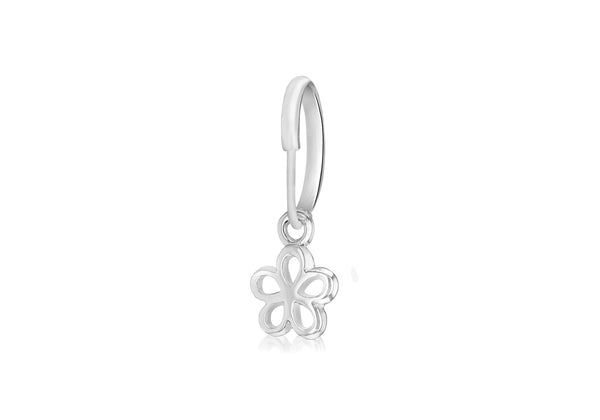 Sterling Silver Flower Drop Single Hoop EarRing