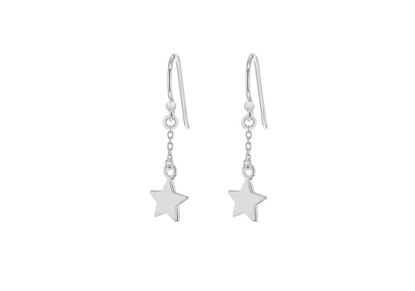 Sterling Silver Chain & Star Drop Earrings