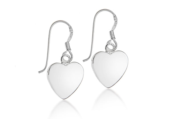 Sterling Silver 14.2mm x 26.8mm Polished Heart Drop Earrings