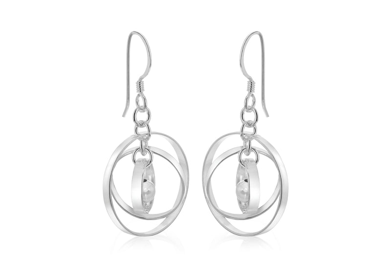 SILVER HOOP & BALL DROP Earrings