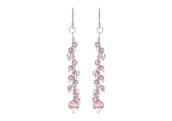 Sterling Silver Pearl & Crystal Drop Earrings 