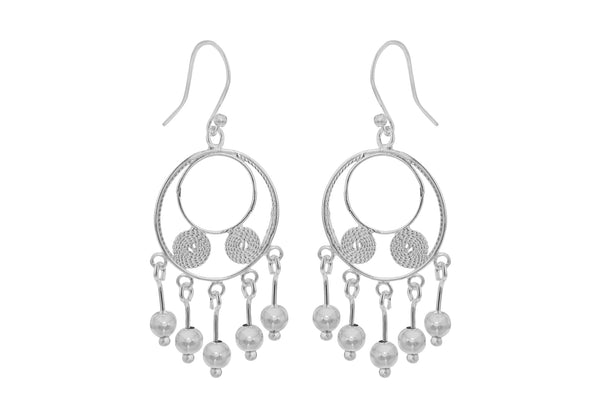 SILVER FIL & BEAD DROP EARRing