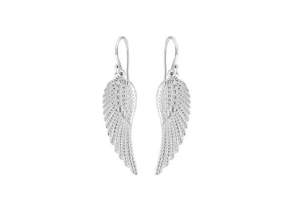 Sterling Silver 11mm x 43.5mm Wing Drop Earrings