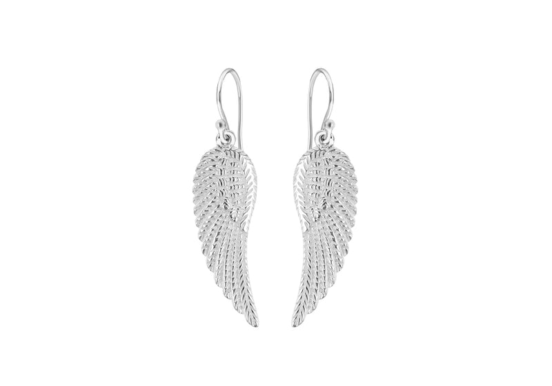 Sterling Silver 11mm x 43.5mm Wing Drop Earrings