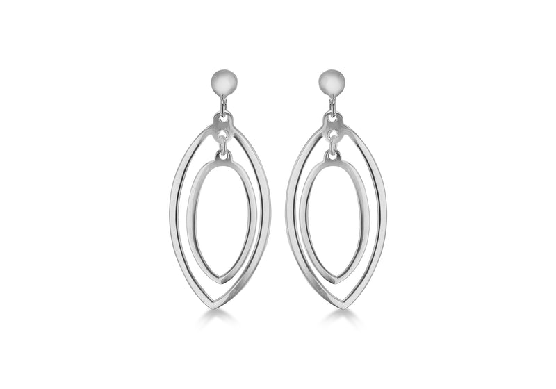 Sterling Silver Twist Oval Drop Earrings