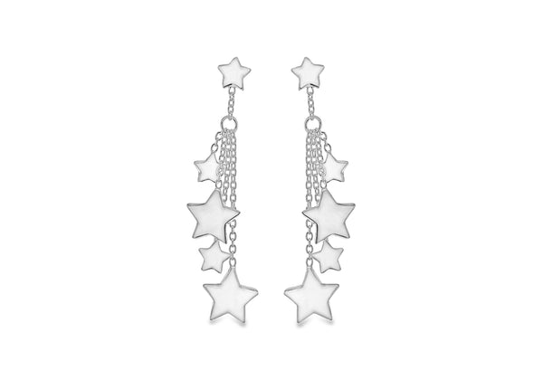 Sterling Silver Star Drop Earrings