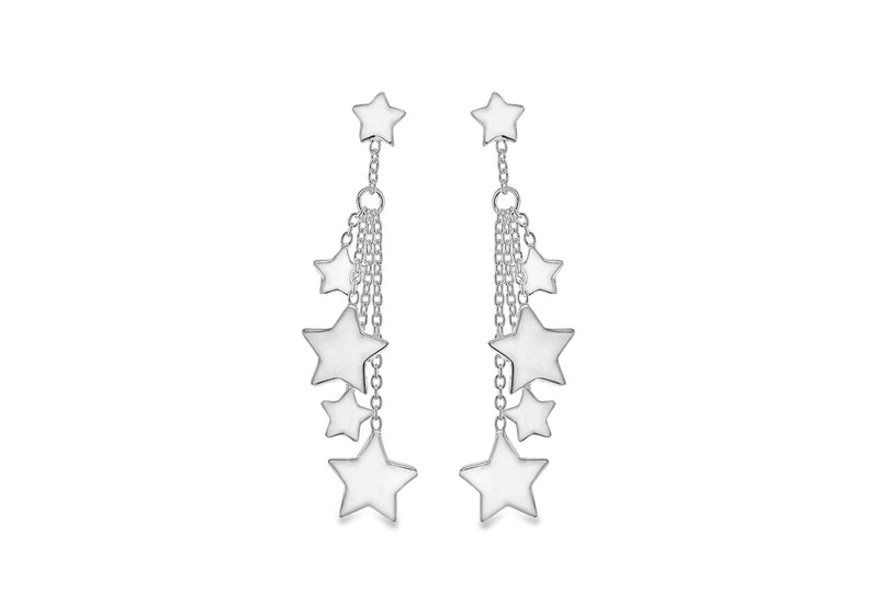 Sterling Silver Star Drop Earrings