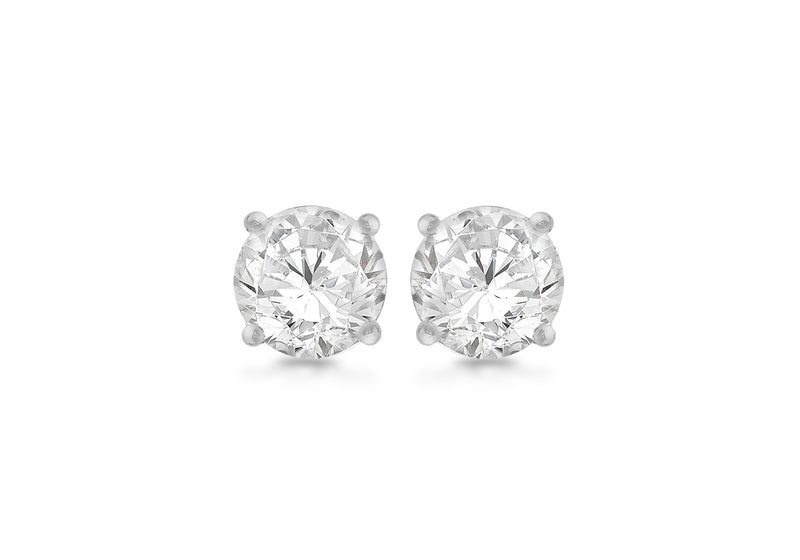 SILVER ROUND Zirconia  EARRing