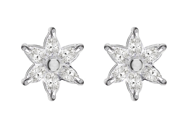 Sterling Silver Zirconia  Flower Stud Earrings