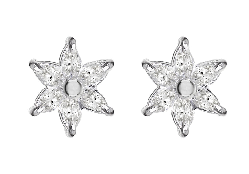 Sterling Silver Zirconia  Flower Stud Earrings