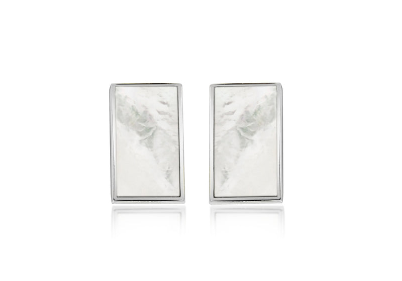 SILVER RET MOP STUD EARRing