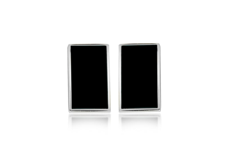 SILVER RET ONYX STUD EARRing