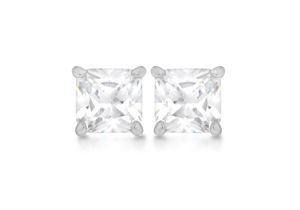 SILVER 5MM SQUARE W/Zirconia  EARRing