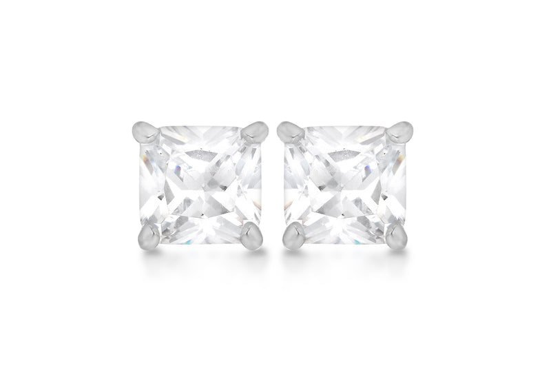 SILVER 5MM SQUARE W/Zirconia  EARRing