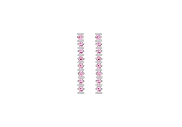 SILVER 8STN PINK DROP EARRing