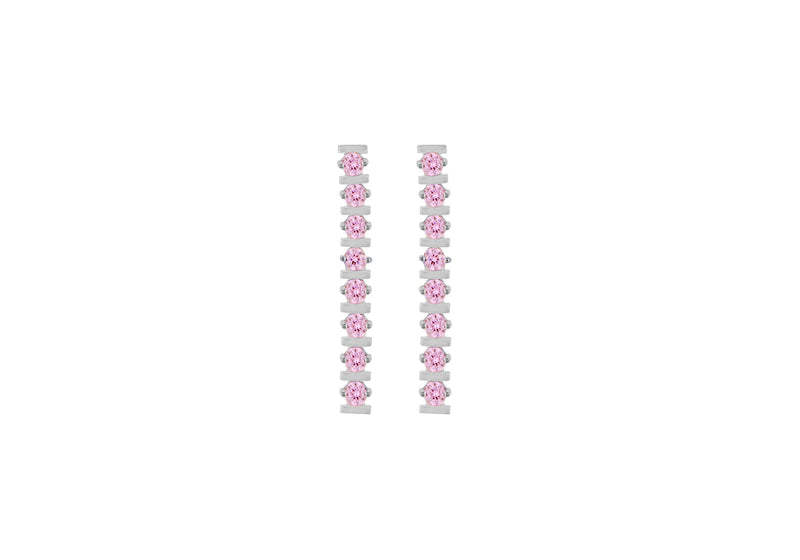 SILVER 8STN PINK DROP EARRing