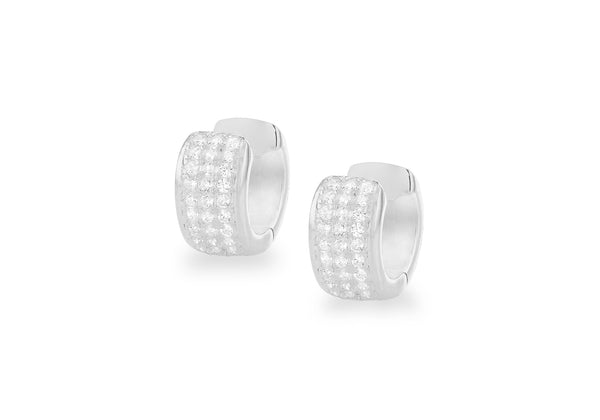 Sterling Silver White Zirconia Huggy Earrings