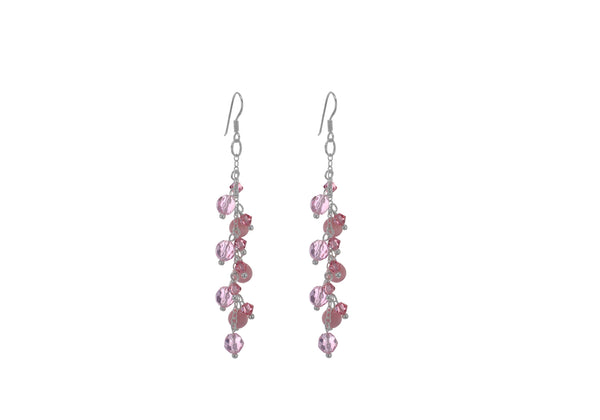 SILVER PINK STONE DROP EARRing