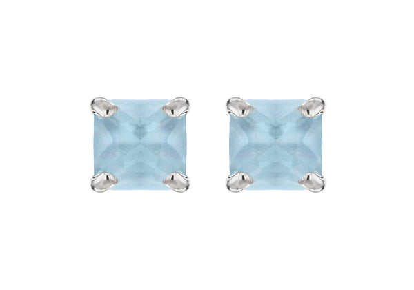 SILVER 5MM SQ AQUA Crystal  ST ER9