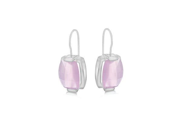 SILVER FacetedPINK RET EARR9