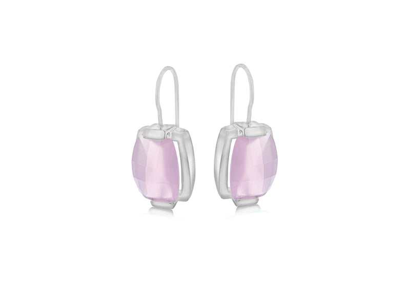 SILVER FacetedPINK RET EARR9