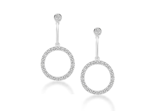 Sterling Silver Zirconia  18mm x 35mm Ring Drop Earrings