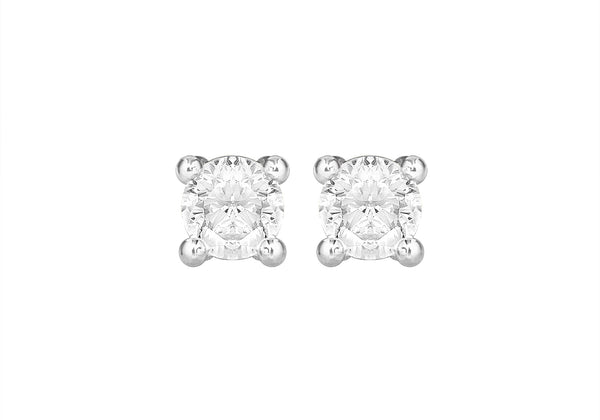 Sterling Silver 4mm Zirconia  Stud Earrings