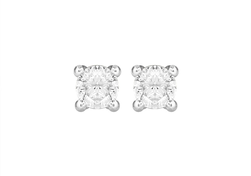 Sterling Silver 4mm Zirconia  Stud Earrings