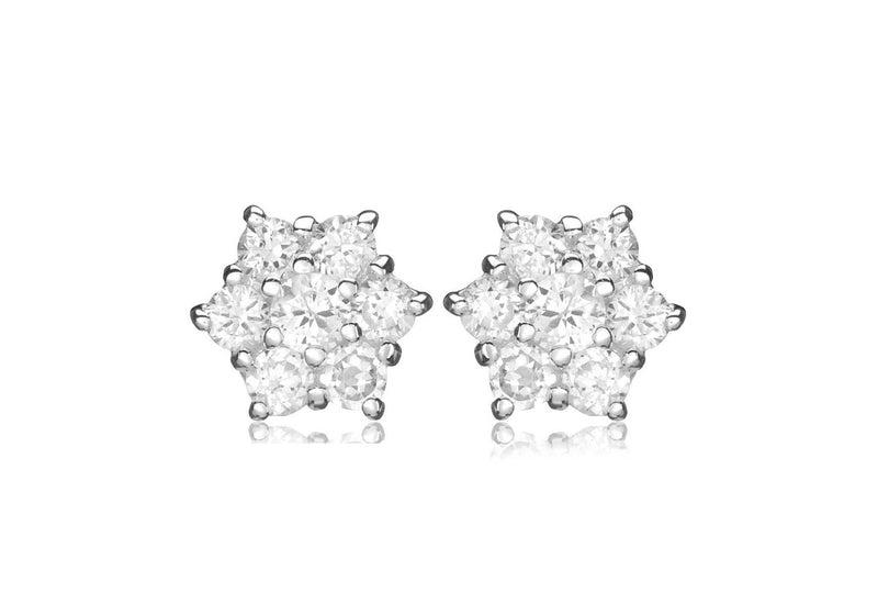 SILVER Zirconia  Cluster STUD EARRing