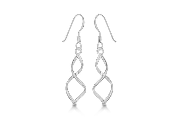 Sterling Silver Crossover Wire Drop Earrings 