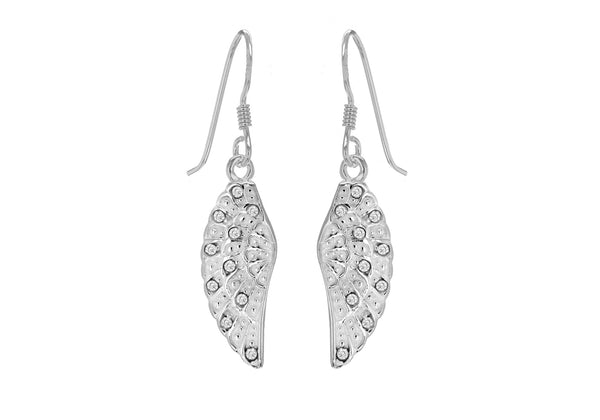 Sterling Silver Zirconia  Wing Drop Earrings